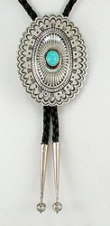 Navajo turquoise concha-style bolo tie