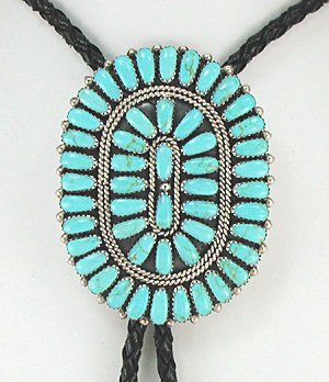 Zuni  turquoise petit point bolo tie