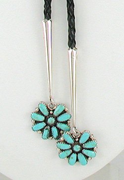 Zuni  turquoise petit point bolo tie