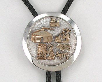 Navajo  gold storyteller  bolo tie