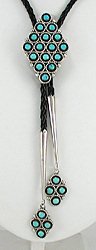 Zuni snake eyes turquoise bolo tie