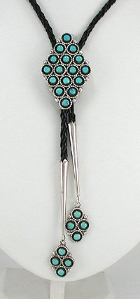 Zuni  Turquoise Snake Eye  bolo tie
