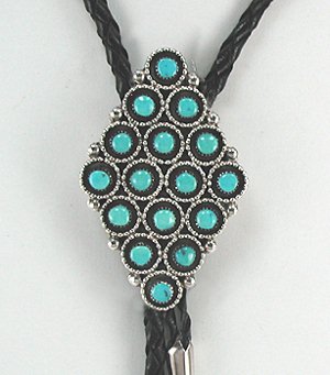 Zuni  Turquoise Snake Eye  bolo tie