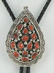 Vintage Navajo natural coral bolo tie