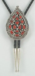 Vintage Navajo natural coral bolo tie