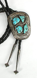 Zuni inlay Indian Chief bolo tie