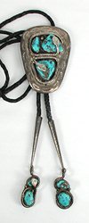 Native American Indian sterling silver tureuoise bolo tie