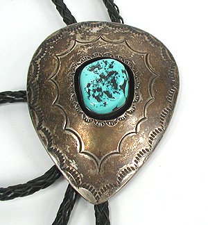 Navajo sterling silver and turquoise  bolo tie 