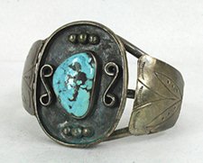 Vintage Sterling Silver and Turquoise  Bracelet size 6 1/2