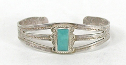 Vintage Fred Harvey era Sterling Silver Turquoise Pretty Girl Bracelet 6 1/4 inch