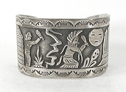 Authentic Native American Sterling Silver Storyteller Bracelet by Navajo artists Floyd and Lloyd Becenti