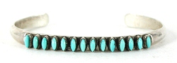 Authentic Native American NOS Sterling Silver Turquoise Bracelet by Zuni artist Larry Delena size 6 3/8