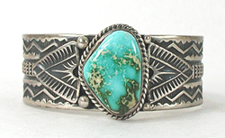 Authentic Native American Sterling Silver Royston Turquoise Bracelet 6 3/8 inch by Navajo artisan Sunshine Reeves by Navajo artist Sunshine Reeves