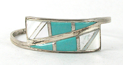Sterling Silver and turquoise and mother of pearl inlay Bracelet 6 1/4 inch