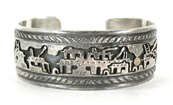 Authentic Native American Sterling Silver overlay Pueblo bracelet size 6 1/4 by Cheyenne/Arapaho silversmith Victoria Adams