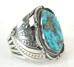 Sterling Silver Turquoise with Pyrite Bracelet 6 1/4 inch  