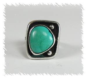 Hand made Native American Indian Jewelry; Navajo Sterling Silver Turquoise  Ring