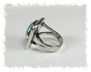 Hand made Native American Indian Jewelry; Navajo Sterling Silver Turquoise  Ring