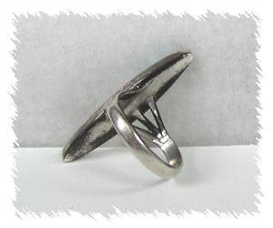 Hand made Native American Indian Jewelry; Navajo Sterling Silver Turquoise MOP Jet Inlay Ring