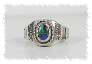 Hand made Native American Indian Jewelry; Navajo Sterling Silver Turquoise Kokopelli Ring