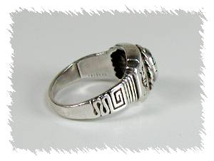 Hand made Native American Indian Jewelry; Navajo Sterling Silver Turquoise Kokopelli Ring