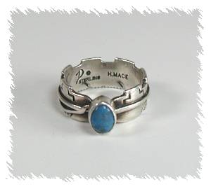 Hand made Native American Indian Jewelry; Navajo Sterling Silver Denim Lapis Ring