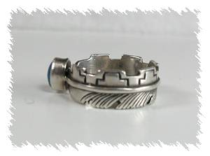 Hand made Native American Indian Jewelry; Navajo Sterling Silver Denim Lapis Ring