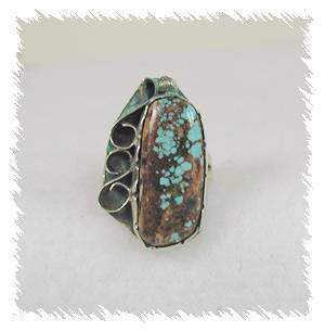 Hand made Native American Indian Jewelry; Navajo Sterling Silver Turquoise Ring