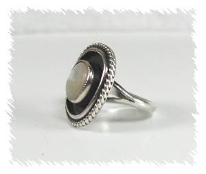 Hand made Native American Indian Jewelry; Navajo Sterling Silver Mother of Pearl MOP Ring