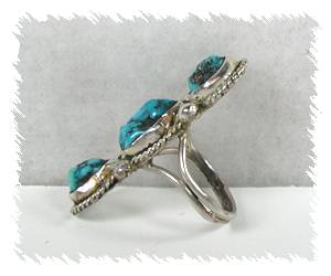 Hand made Native American Indian Jewelry; Navajo Sterling Silver Turquoise and MOP Ring