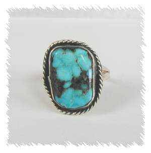 Hand made Native American Indian Jewelry; Navajo Sterling Silver Turquoise Matrix  Ring