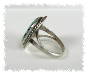 Hand made Native American Indian Jewelry; Navajo Sterling Silver Turquoise Matrix  Ring