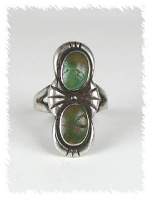Hand made Native American Indian Jewelry; Navajo Sterling Silver Turquoise  Ring