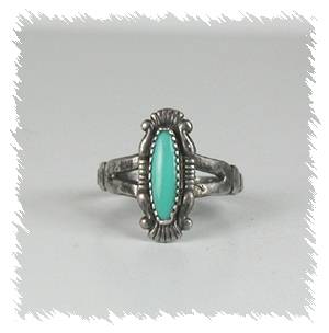 Hand made Native American Indian Jewelry; Navajo Sterling Silver Turquoise  Ring