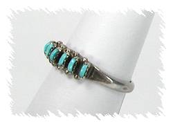 Zuni Sterling Silver Turquoise  Ring