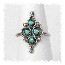 Zuni Sterling Silver Turquoise  Ring