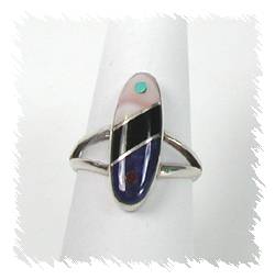 Zuni Sterling Silver Channel Inlay  Ring
