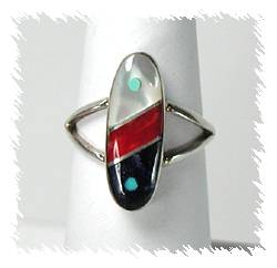 Zuni Sterling Silver Iinlay  Ring