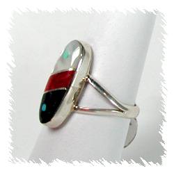Zuni Sterling Silver Iinlay  Ring