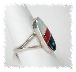 Zuni Sterling Silver Iinlay  Ring