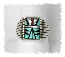 Zuni Sterling Silver Iinlay  Ring