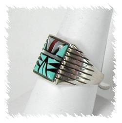 Zuni Sterling Silver Iinlay  Ring