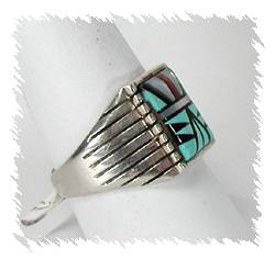 Zuni Sterling Silver Iinlay  Ring