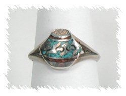 Navajo Sterling Silver Chip Inlay Ring