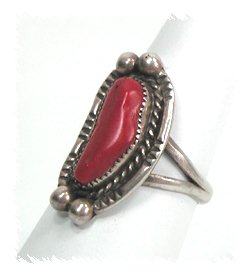 Navajo Sterling Silver Coral Ring