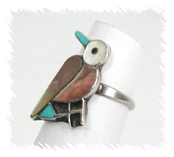 Navajo Sterling Silver inlay bird Ring