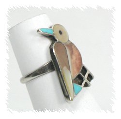 Navajo Sterling Silver inlay bird Ring