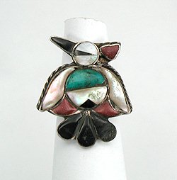 Navajo Sterling Silver Inlay Thunderbird Ring