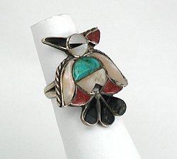 Navajo Sterling Silver Inlay Thunderbird Ring