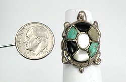Navajo Sterling Silver Inlay Turtle Ring